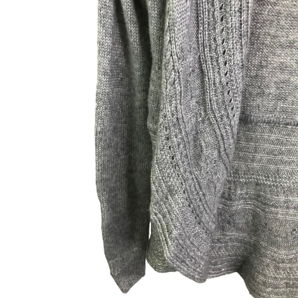 White House Black Market Women's Cardigan Gray Cabled Shawl Collar Coverup Sz XS - Picture 9 of 14